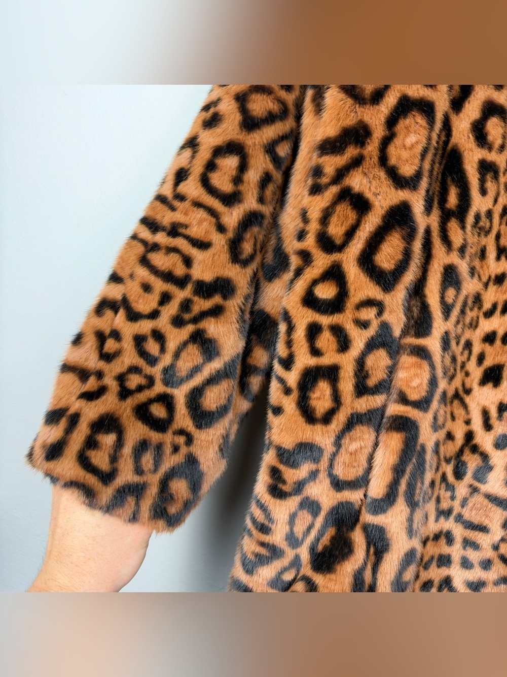 Sézane Rare Manteau Lenzo Leopard Faux Fur Funnel Neck Coat - Picture 5 of 8